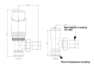 Angle valve dimensions
