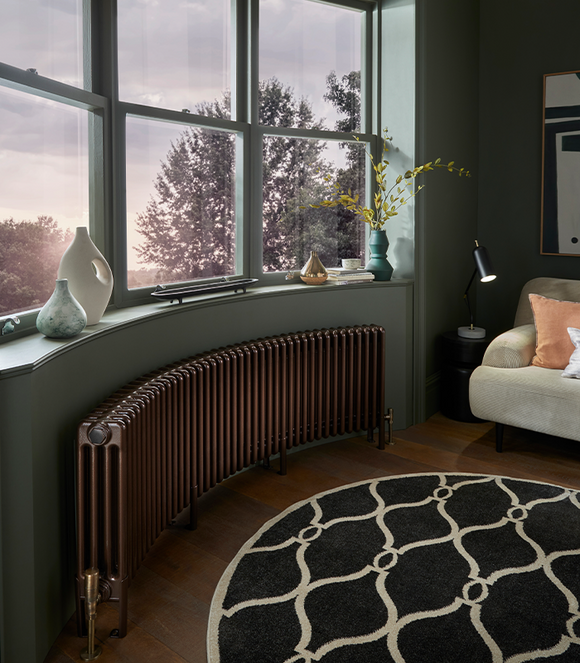 Curved radiator in Mottled Copper