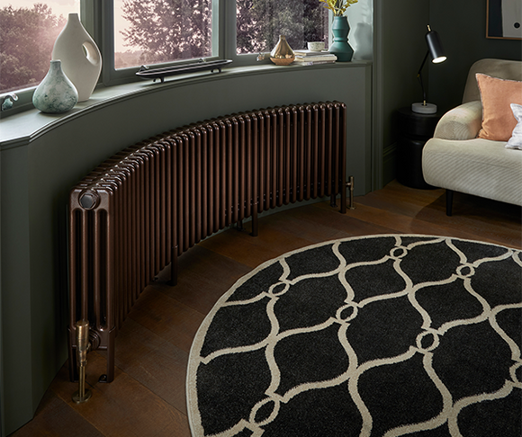 Curved radiator in Mottled Copper