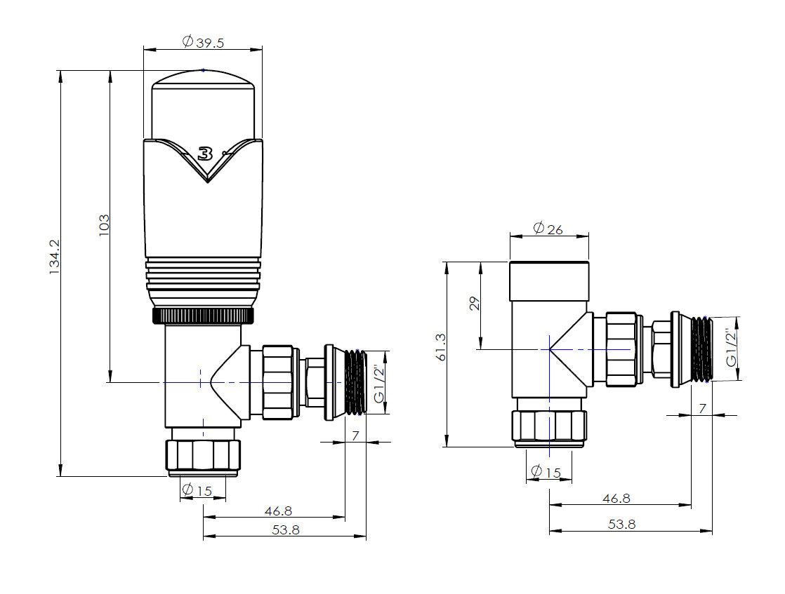 Premium Thermostatic Angle Valve Satin Nickel