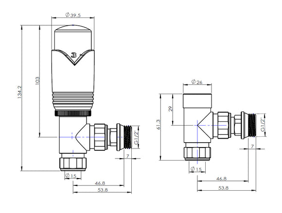 Premium Thermostatic Angle Valve Satin Nickel