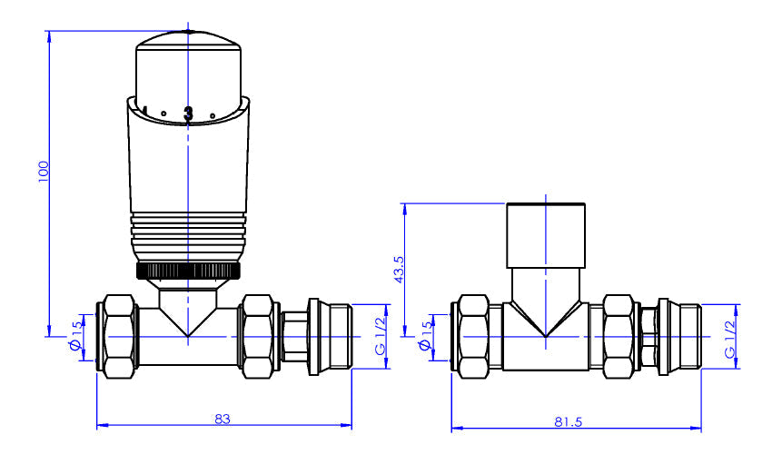 Straight valve dimensions